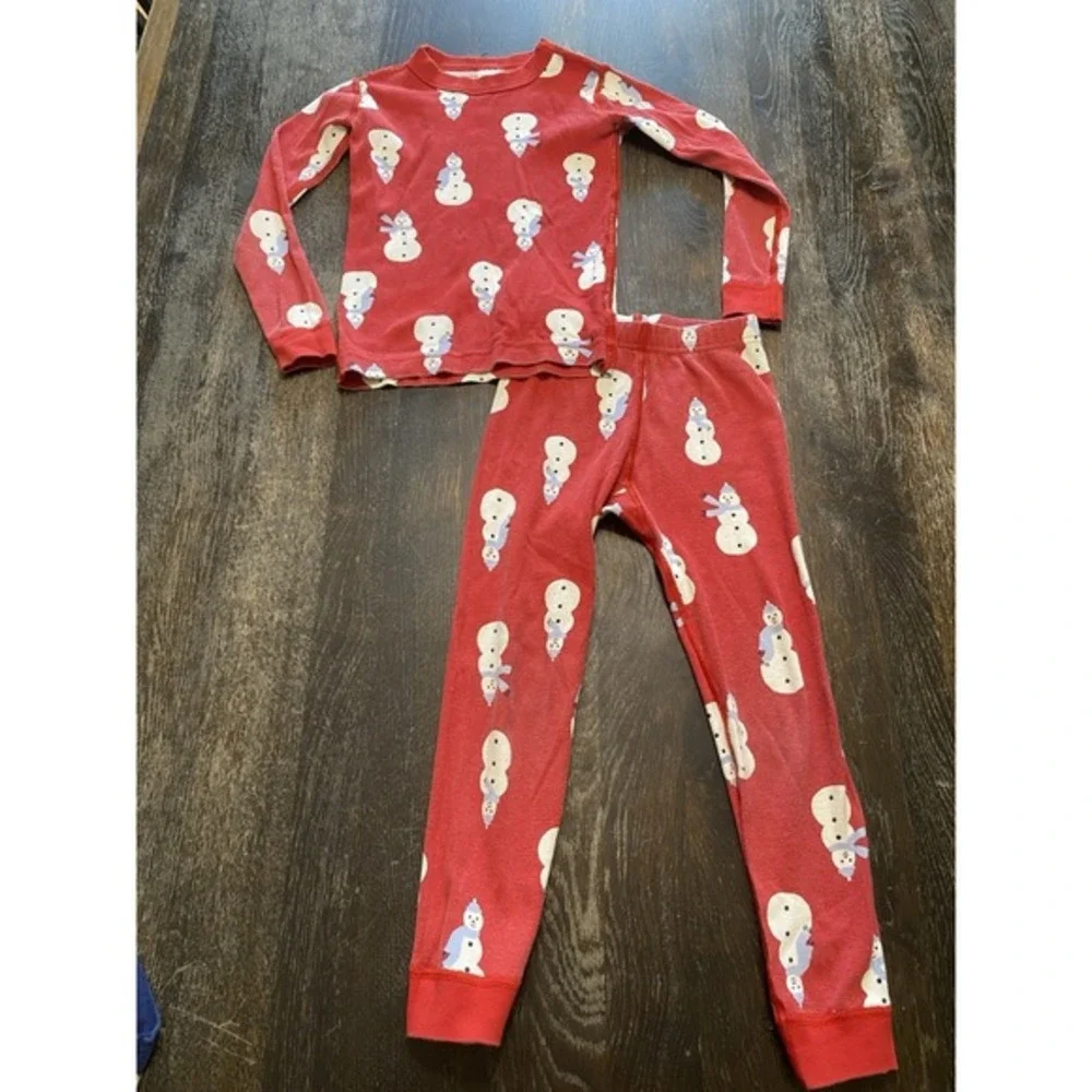 Hanna Andersson Long John Pajamas Christmas Red Snowman Cotton Size‎ 5